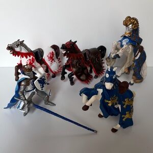Papo Medieval Knight & Armoured Horses Lot - 5 Pieces